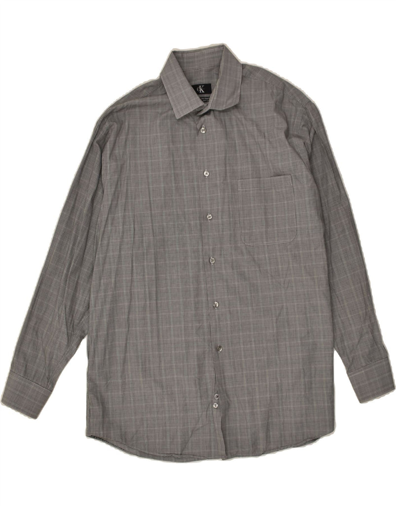 CALVIN KLEIN Mens Shirt Size 16 1/2 Large Grey Check Cotton | Vintage Calvin Klein | Thrift | Second-Hand Calvin Klein | Used Clothing | Messina Hembry 