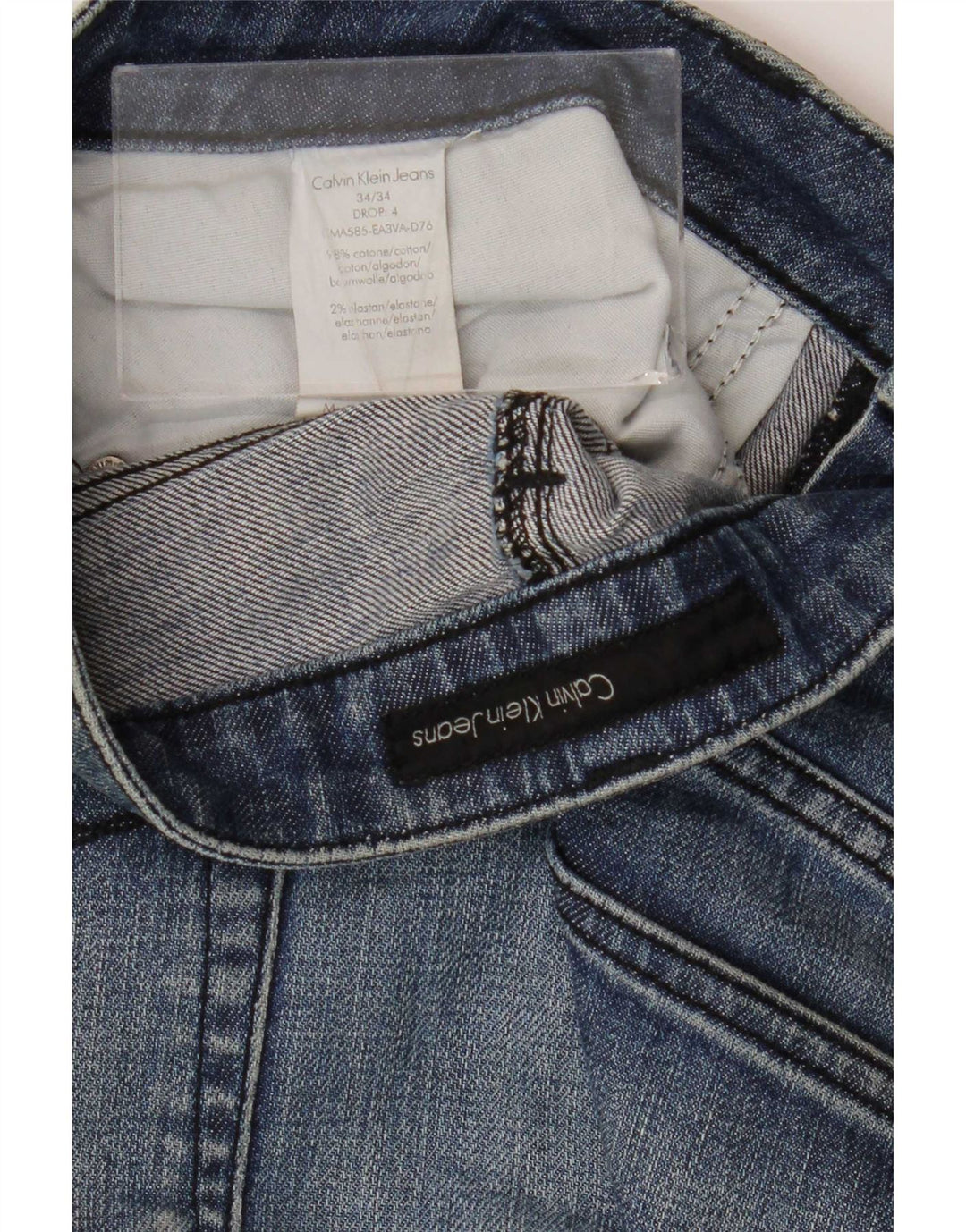Calvin Klein Mens Slim Jeans W34 L34 Blue Cotton