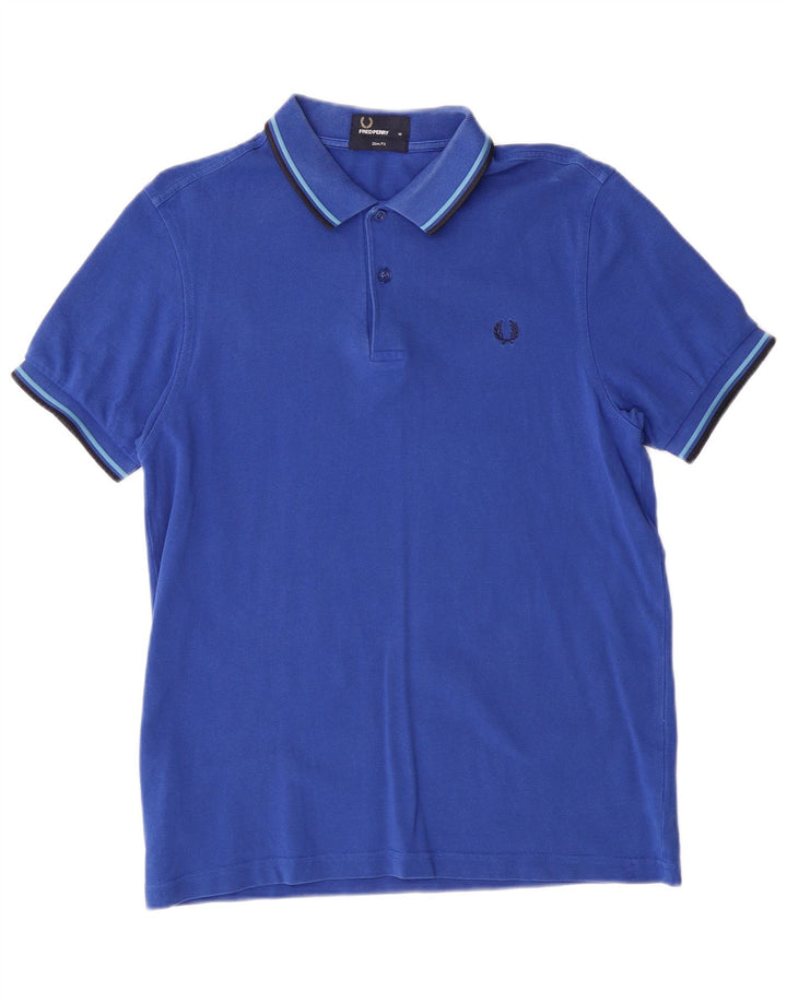Fred Perry Mens Slim Fit Polo Shirt Medium Blue Cotton