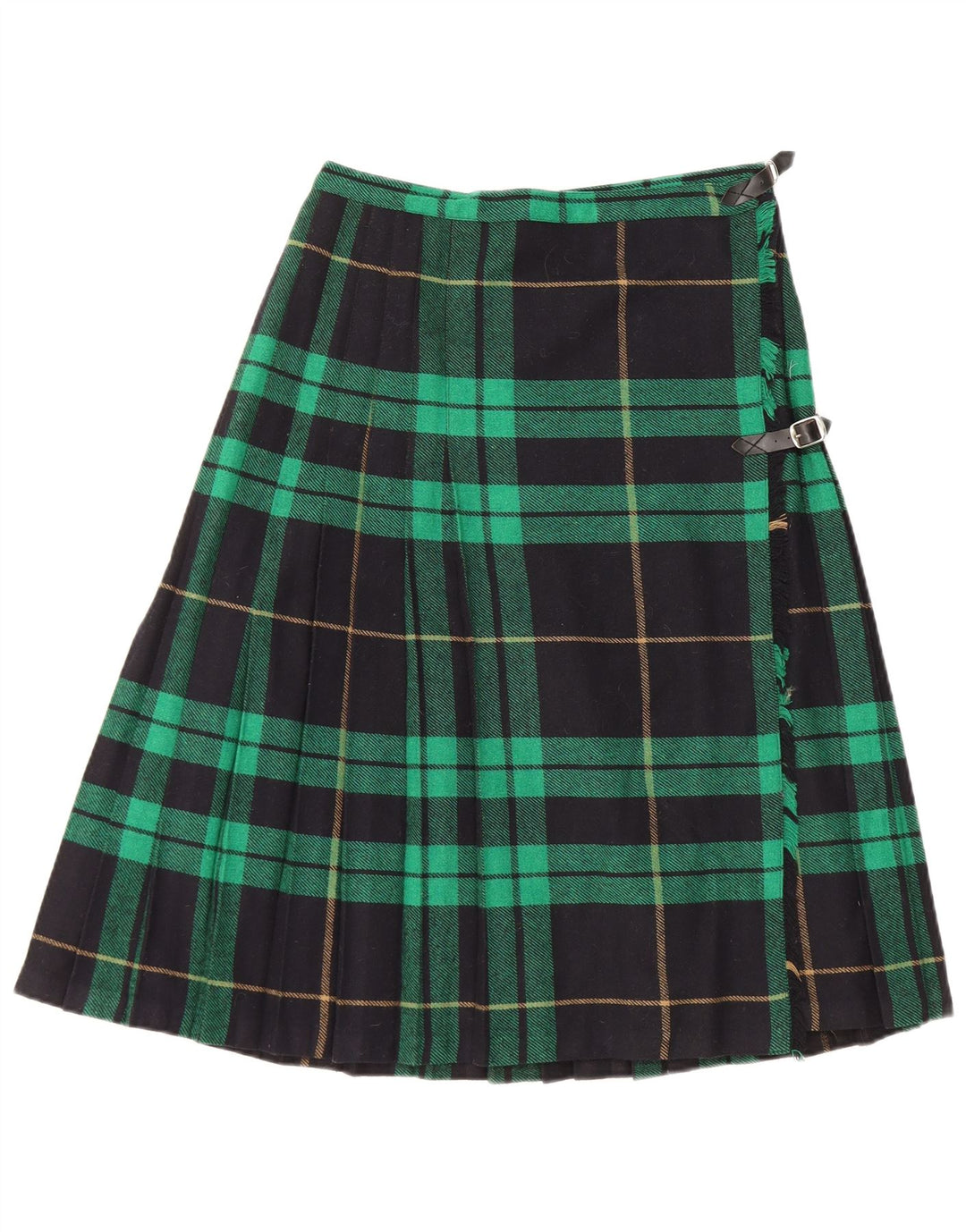 VINTAGE Womens Wrap Skirt IT 42 Medium W26 Green Plaid Acrylic