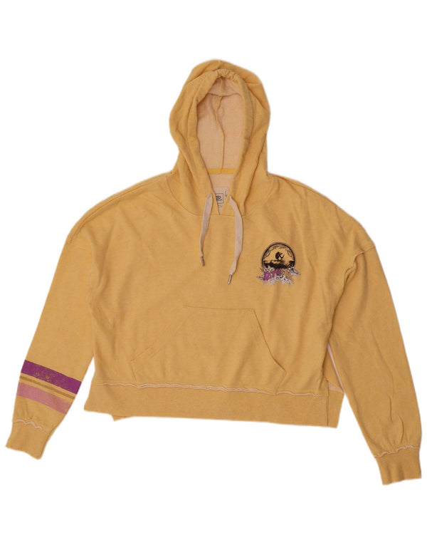 Rip Curl Womens Crop Hoodie Jumper UK 14 Medium Yellow Striped