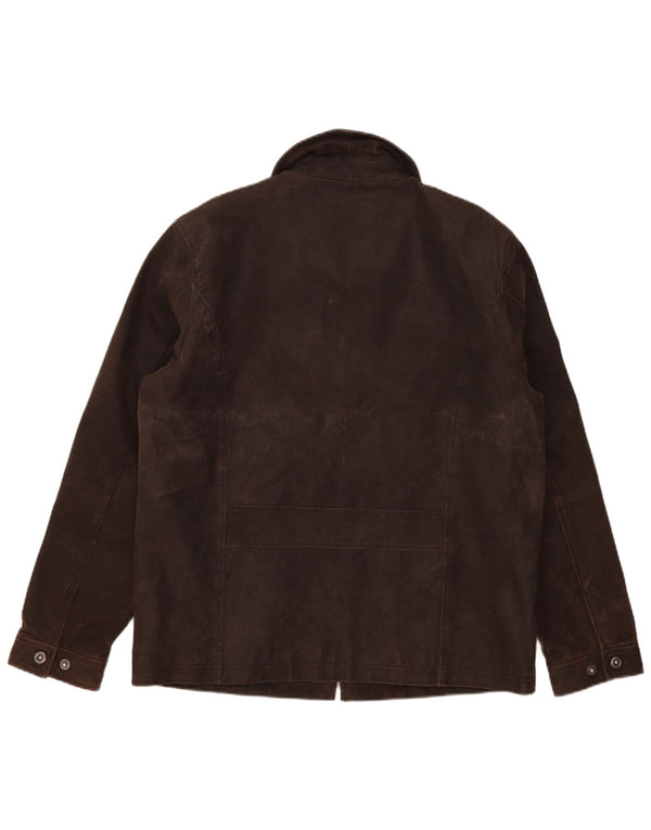 Tom Tailor Mens Leather Jacket UK 40 Large Brown
