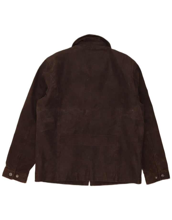 Tom Tailor Mens Leather Jacket UK 40 Large Brown