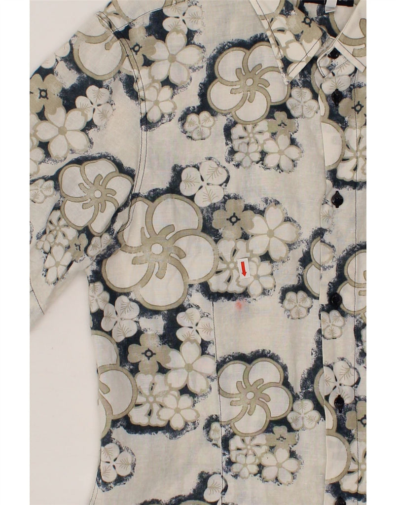 ARMANI Mens Short Sleeve Shirt Medium White Floral Vintage Armani and Second-Hand Armani from Messina Hembry 
