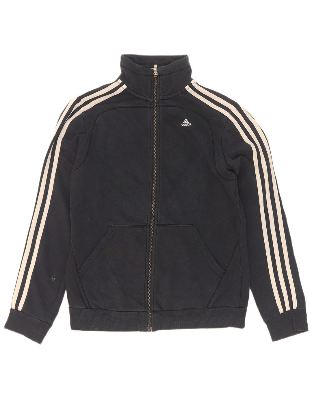 Adidas Womens Tracksuit Top Jacket UK 8/10 Small Black Cotton