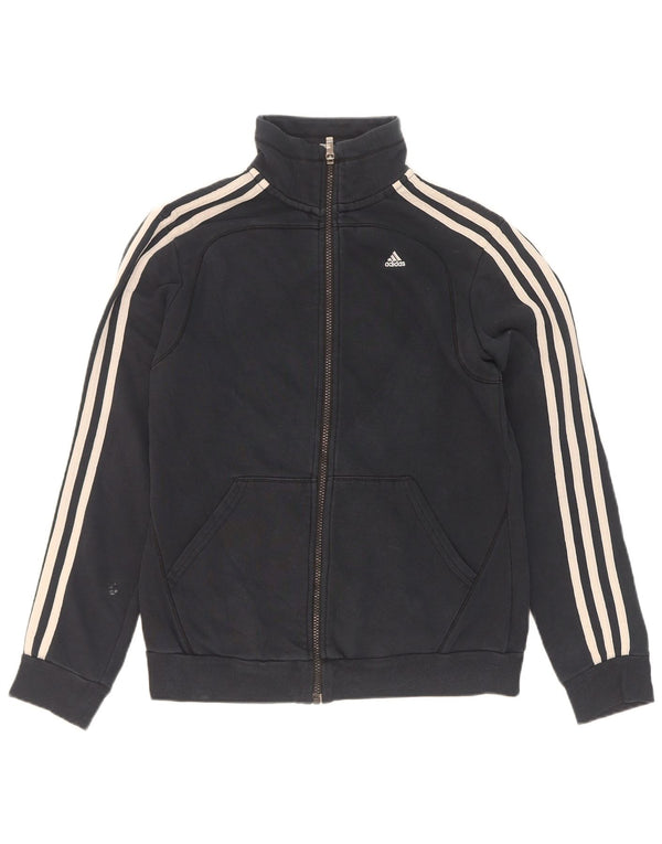 Adidas Womens Tracksuit Top Jacket UK 8/10 Small Black Cotton