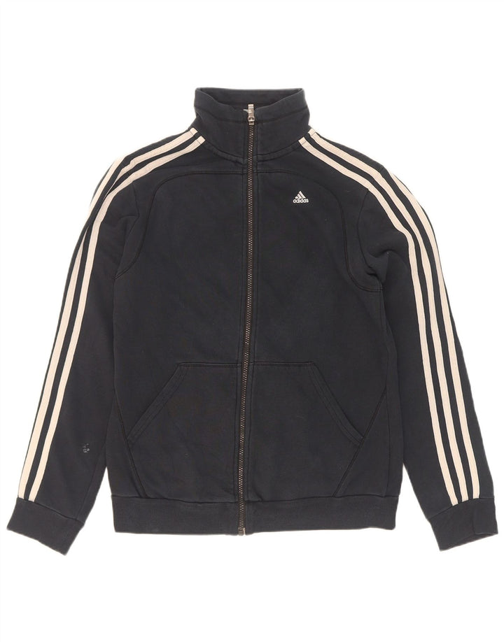 Adidas Womens Tracksuit Top Jacket UK 8/10 Small Black Cotton