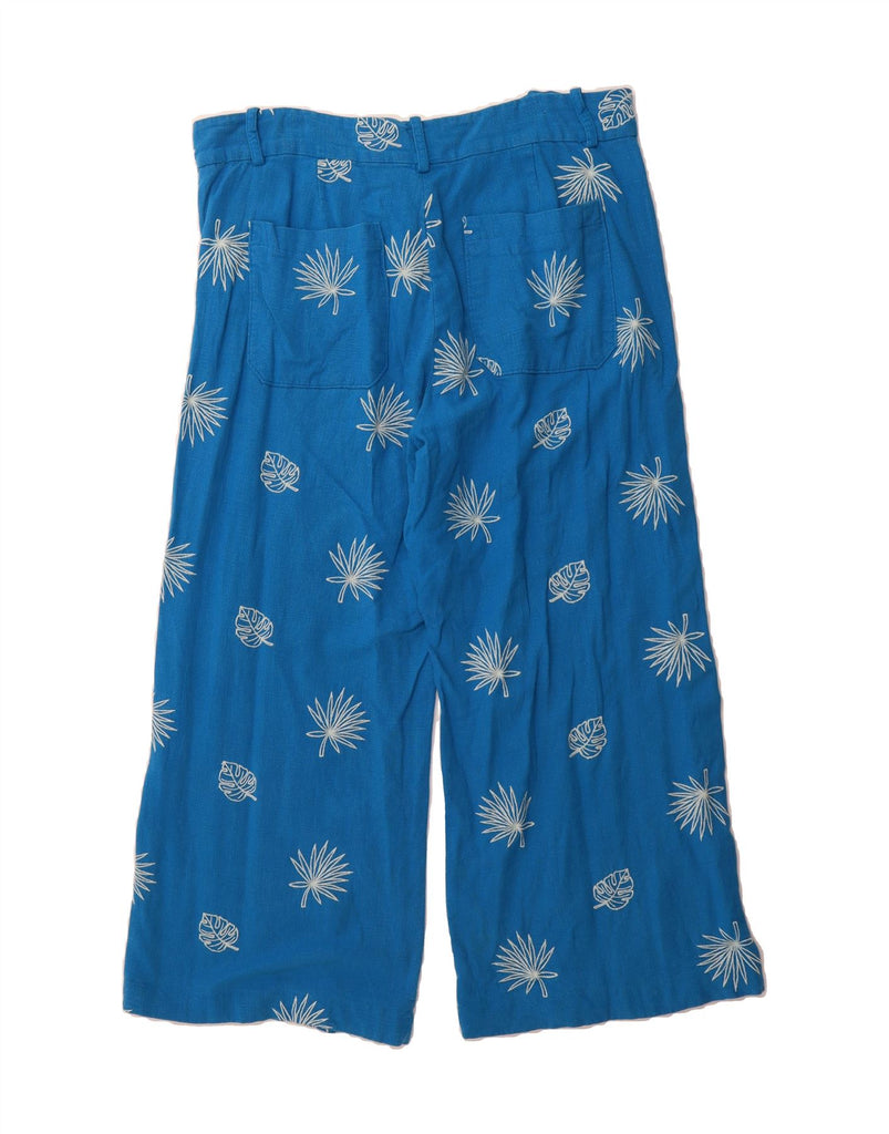 ZARA Womens Straight Cropped Trousers Large W30 L24 Blue Floral Viscose Vintage Zara and Second-Hand Zara from Messina Hembry 