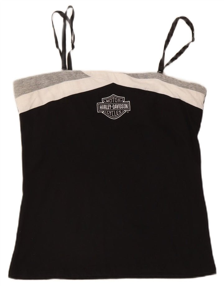 Harley Davidson Womens Graphic Crop Cami Top UK 14 Large Black Cotton