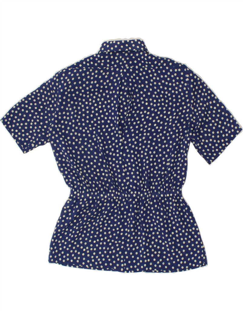 VINTAGE Womens Short Sleeve Shirt Blouse IT 46 Large Navy Blue Polka Dot | Vintage Vintage | Thrift | Second-Hand Vintage | Used Clothing | Messina Hembry 