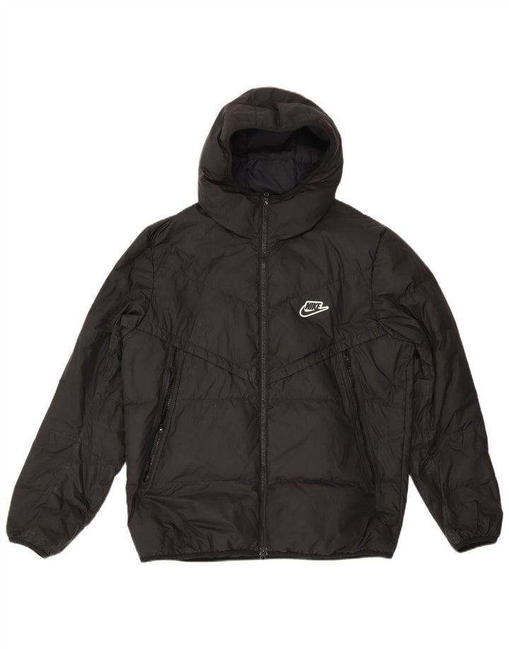 Nike Mens Hooded Padded Jacket UK 40 Large Black Polyester