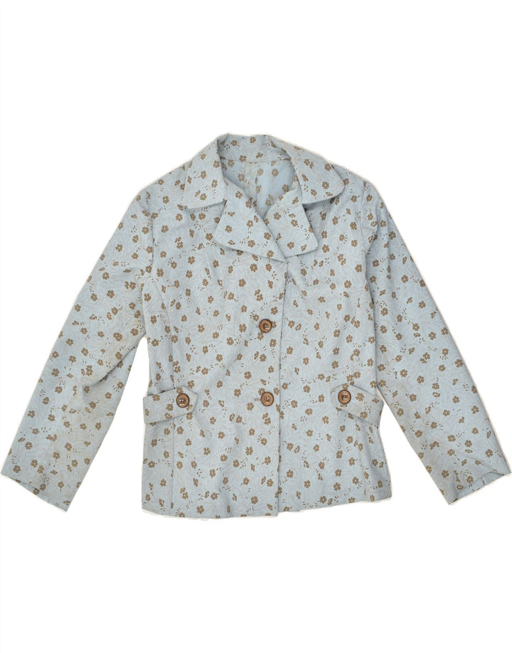 VINTAGE Womens 2 Button Blazer Jacket UK 12 Medium Blue Floral | Vintage Vintage | Thrift | Second-Hand Vintage | Used Clothing | Messina Hembry 