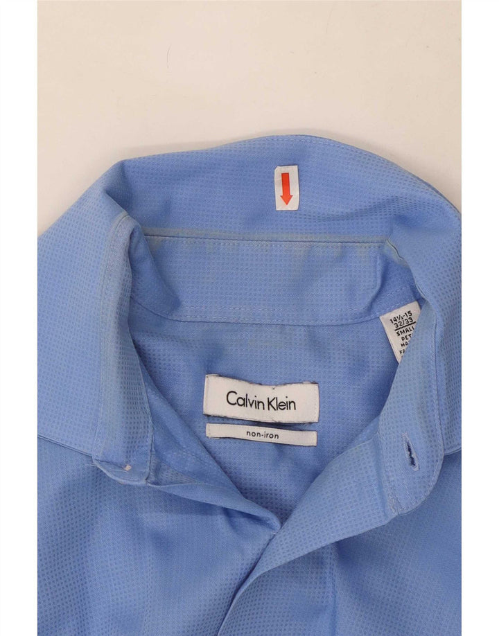 Calvin Klein Mens Shirt Size 14 1/2 15 Small Blue Cotton