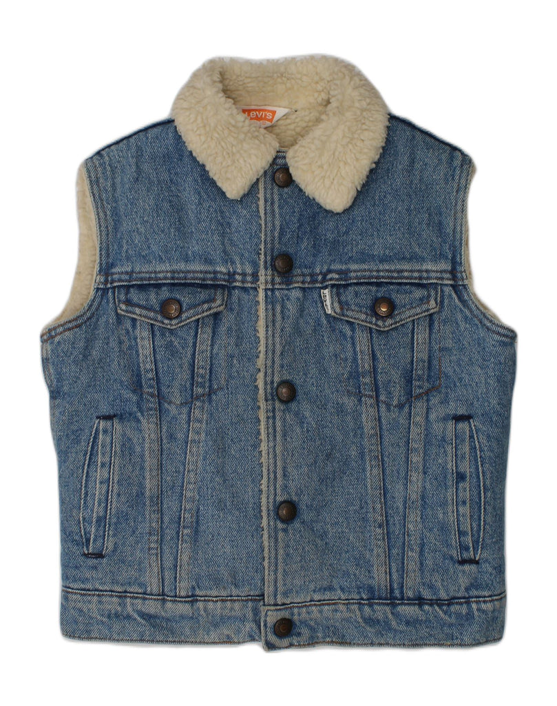 LEVI'S Boys Sherpa Denim Gilet 9-10 Years Blue Cotton | Vintage Levi's | Thrift | Second-Hand Levi's | Used Clothing | Messina Hembry 