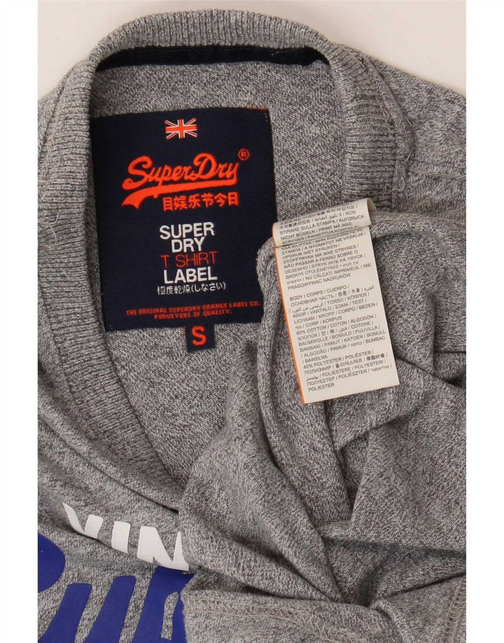 Superdry Mens Graphic T-Shirt Top Small Grey Flecked Cotton