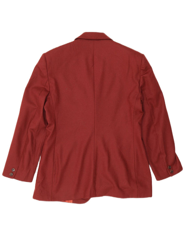 Benetton Womens Crop 2 Button Blazer Jacket IT 44 Medium Burgundy Wool