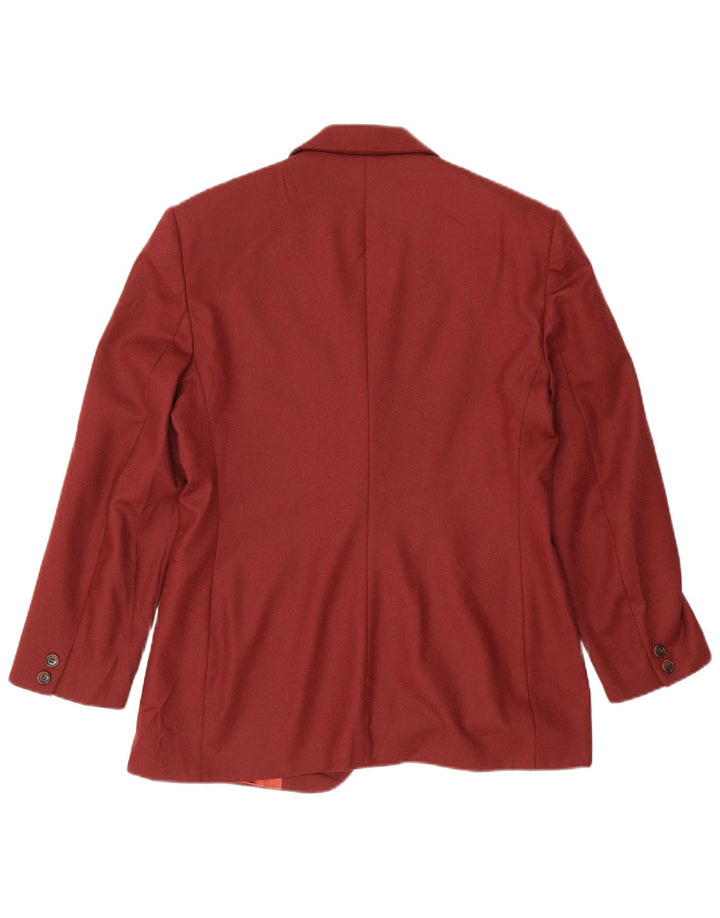 Benetton Womens Crop 2 Button Blazer Jacket IT 44 Medium Burgundy Wool