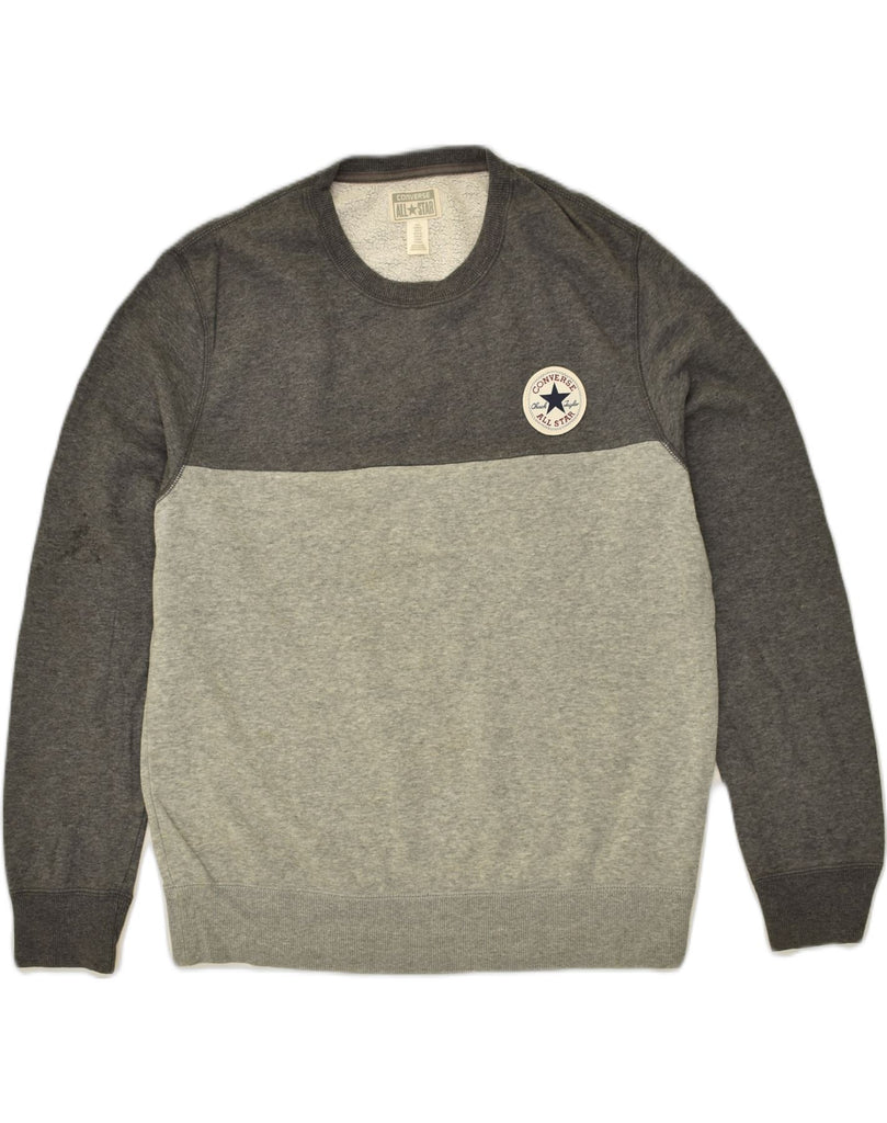 CONVERSE Mens Sweatshirt Jumper Small Grey Colourblock Cotton | Vintage Converse | Thrift | Second-Hand Converse | Used Clothing | Messina Hembry 