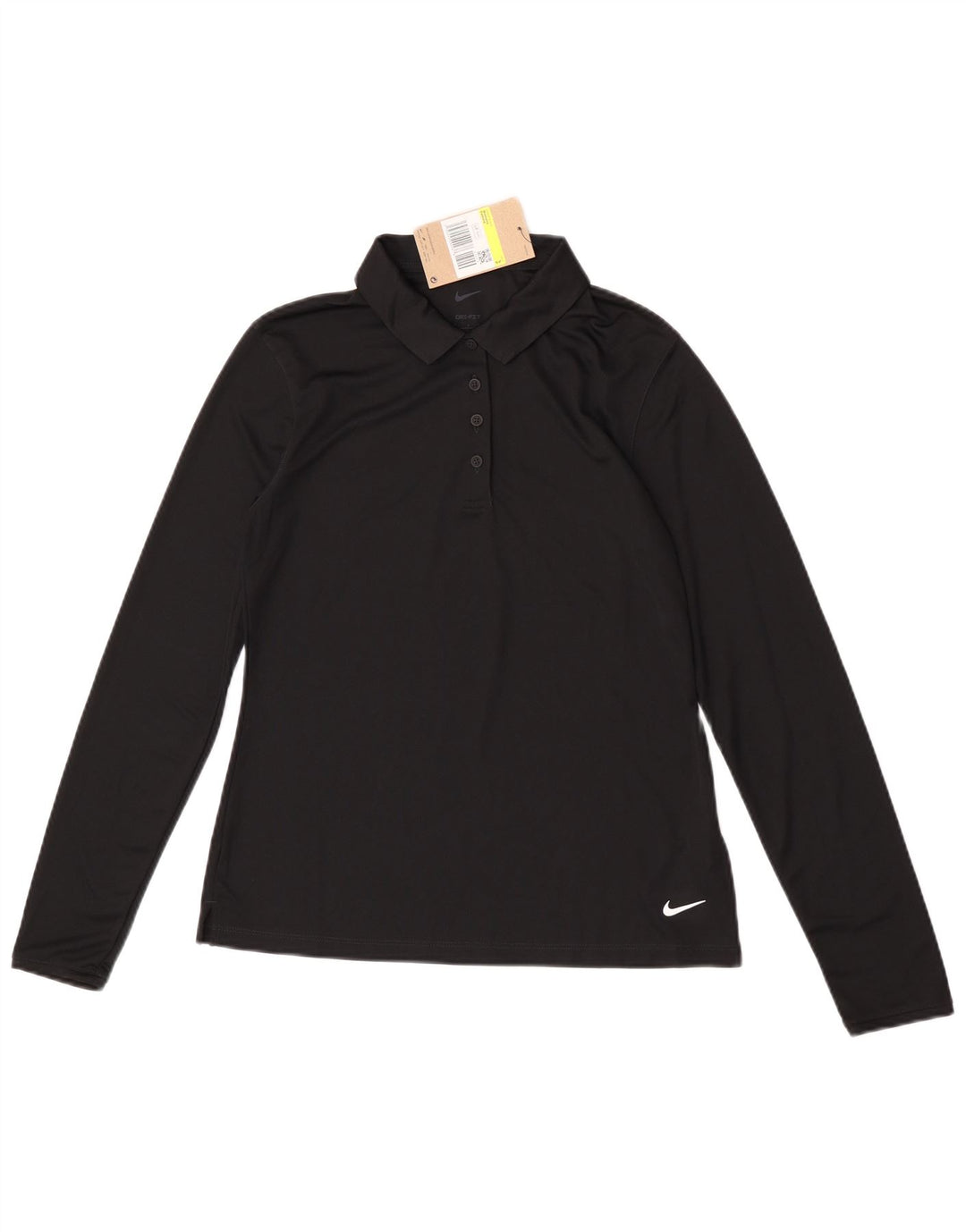 Nike Womens Dri Fit Long Sleeve Polo shirt Small Black Polyester