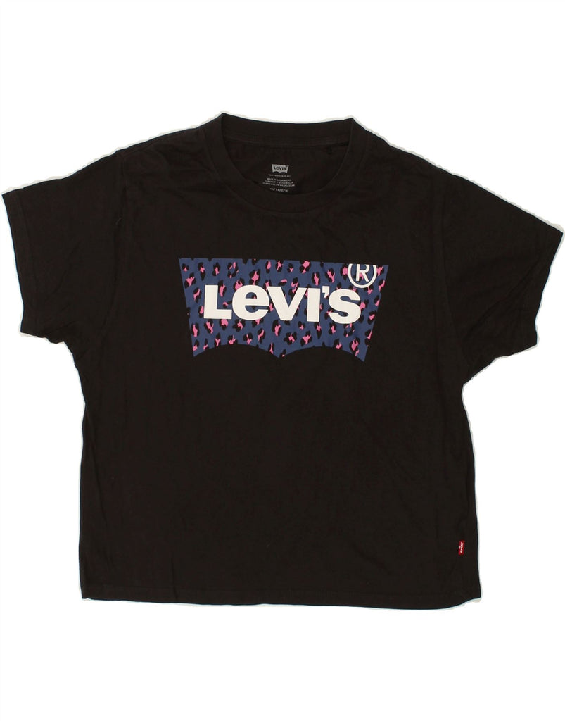 LEVI'S Womens Graphic T-Shirt Top UK 6 XS  Black Cotton | Vintage Levi's | Thrift | Second-Hand Levi's | Used Clothing | Messina Hembry 