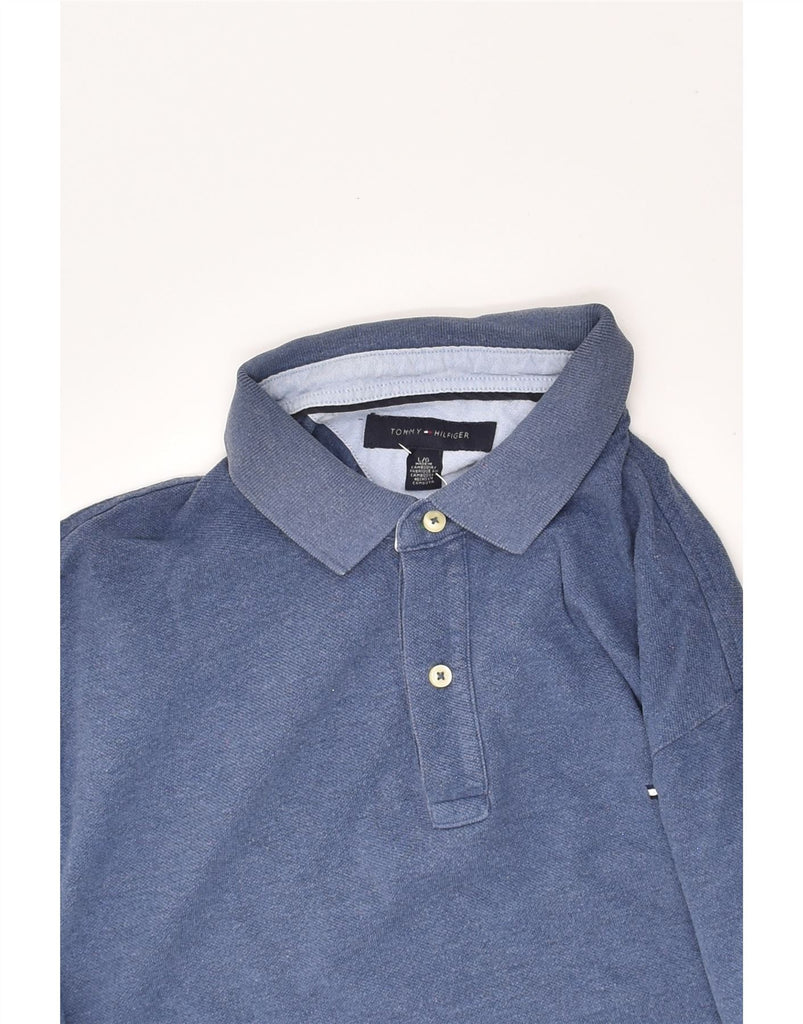 TOMMY HILFIGER Mens Polo Shirt Large Blue Cotton | Vintage Tommy Hilfiger | Thrift | Second-Hand Tommy Hilfiger | Used Clothing | Messina Hembry 