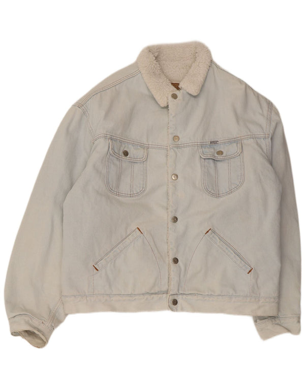 Rifle Mens Sherpa Denim Jacket UK 44 2XL Blue Cotton