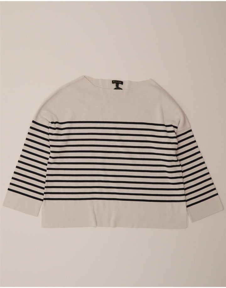 Massimo Dutti Womens Oversized Top 3/4 Sleeve UK 10 Small White Striped