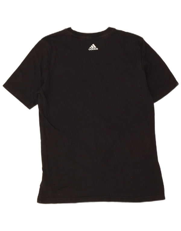 Adidas Boys Graphic T-Shirt Top 13-14 Years Black Cotton