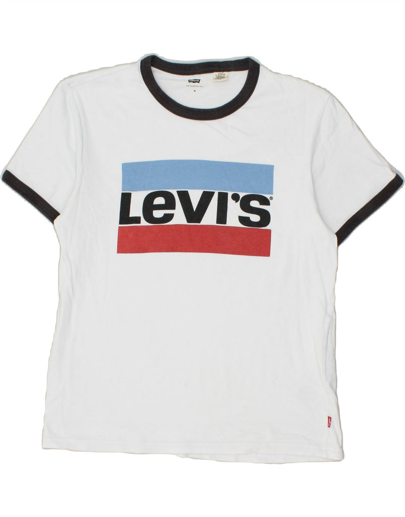 LEVI'S Womens Graphic T-Shirt Top UK 14 Medium White Cotton | Vintage Levi's | Thrift | Second-Hand Levi's | Used Clothing | Messina Hembry 