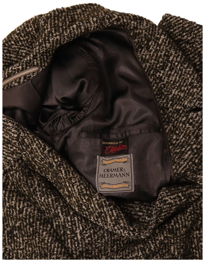 VINTAGE Mens Overcoat UK 38 Medium Khaki Flecked Wool