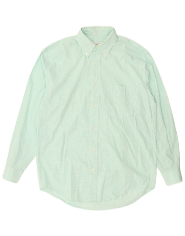 BENETTON Mens Shirt Medium Turquoise Gingham Cotton