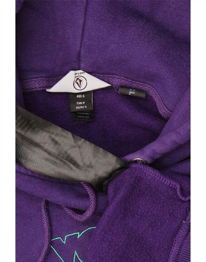 VOLCOM Womens Graphic Oversized Hoodie Jumper UK 10 Small Purple