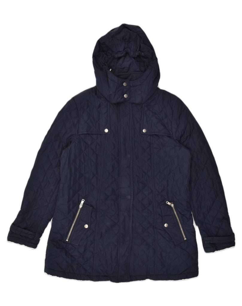 TOMMY HILFIGER Womens Hooded Quilted Jacket UK 18 XL Navy Blue Polyester | Vintage Tommy Hilfiger | Thrift | Second-Hand Tommy Hilfiger | Used Clothing | Messina Hembry 