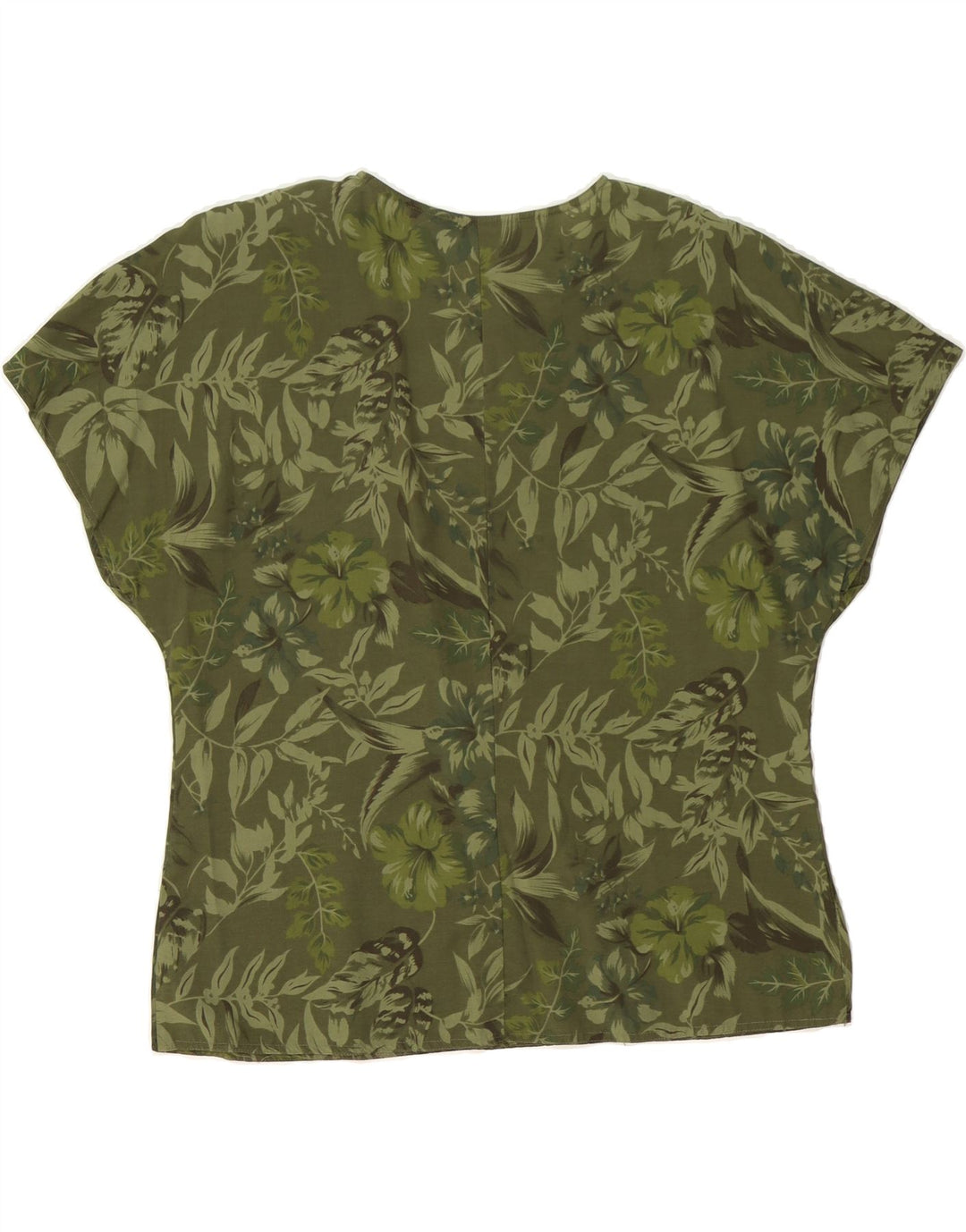 VINTAGE Womens Blouse Top UK 16 Large Green Floral Vintage Vintage and Second-Hand Vintage from Messina Hembry 