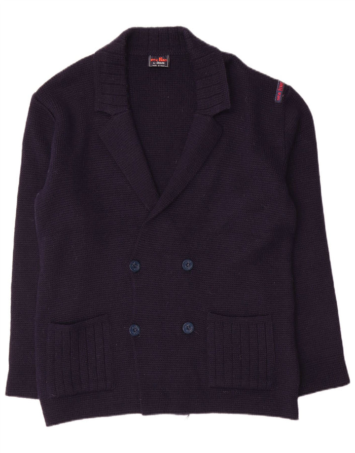 Settebello Mens Cardigan Sweater Medium Navy Blue Wool
