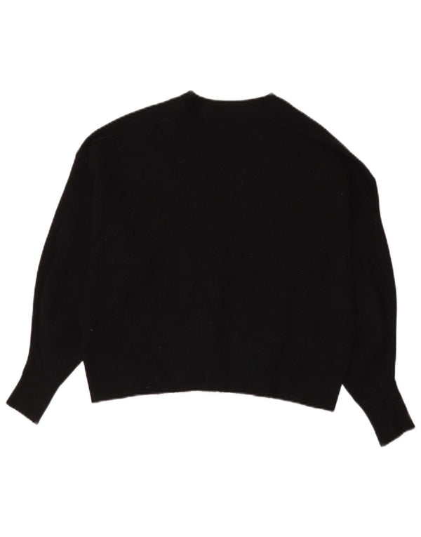 Zara Womens Crop Oversized Cardigan Sweater UK 10 Small Black Viscose