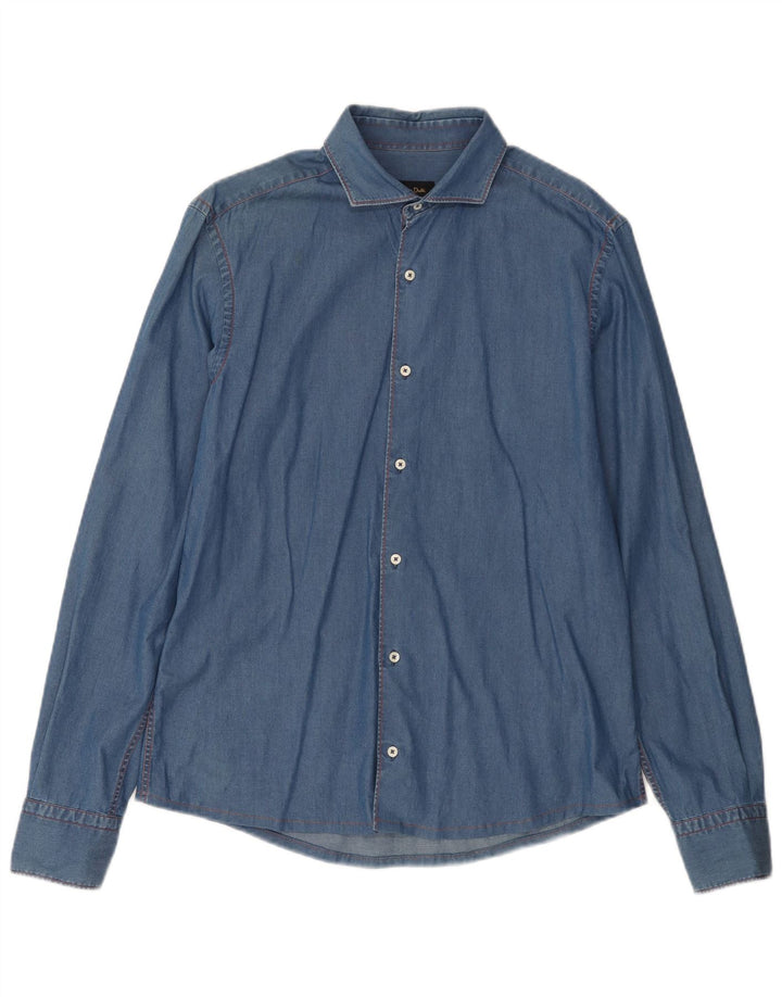 MASSIMO DUTTI Mens Denim Shirt Medium Blue