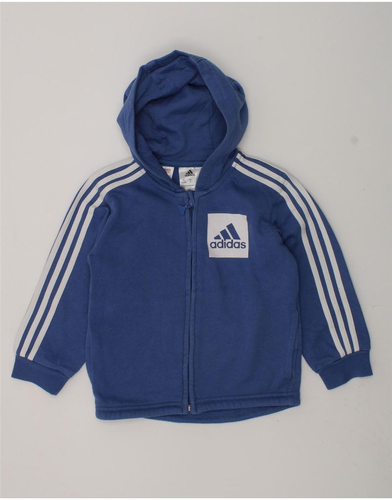 ADIDAS Baby Boys Graphic Zip Hoodie Sweater 18-24 Months Blue Cotton | Vintage Adidas | Thrift | Second-Hand Adidas | Used Clothing | Messina Hembry 