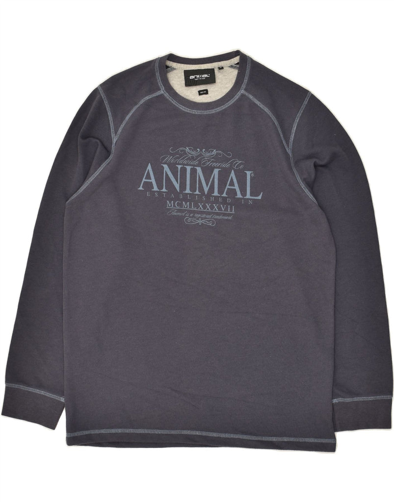 ANIMAL Mens Regular Fit Graphic Top Long Sleeve Medium Navy Blue Polyester | Vintage Animal | Thrift | Second-Hand Animal | Used Clothing | Messina Hembry 