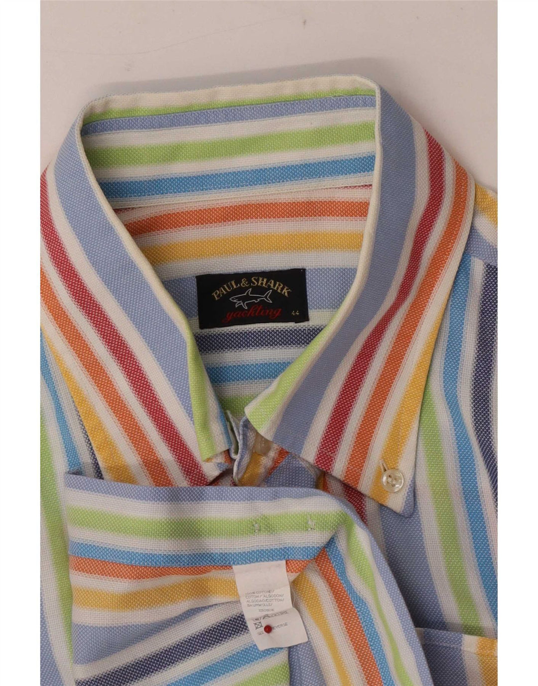 Paul & Shark Mens Short Sleeve Shirt Size 44 XL Multicoloured Striped