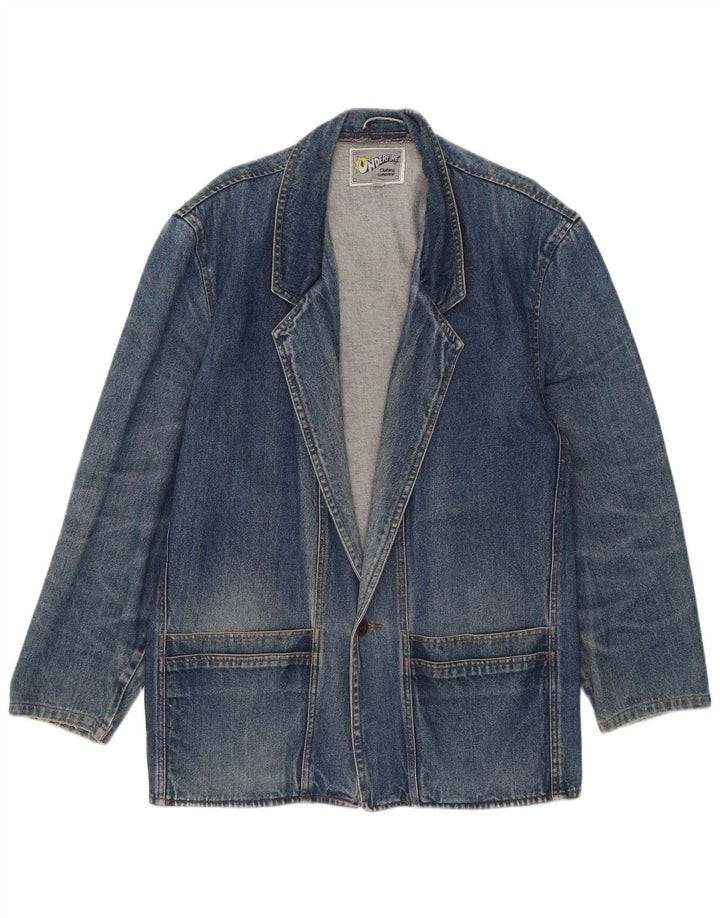 Vintage Mens 1 Button Denim Blazer Jacket IT 48 Medium Blue Cotton