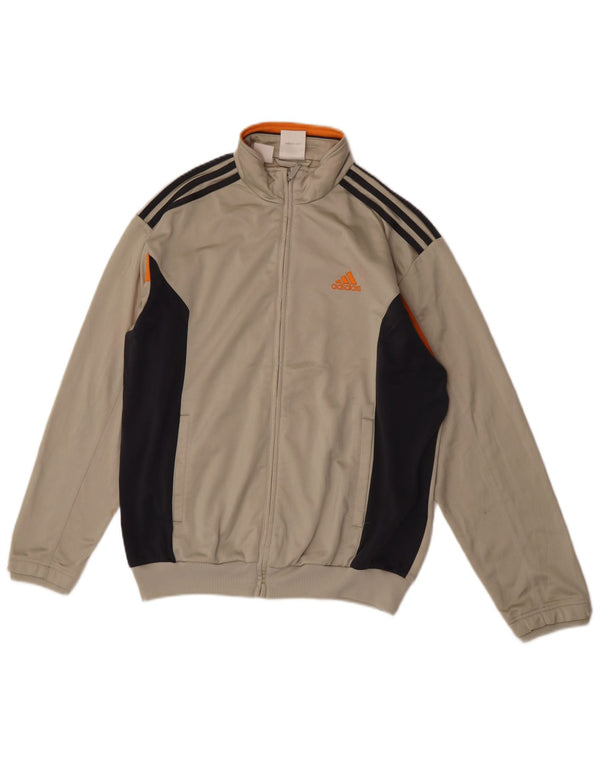 Adidas Boys Graphic Tracksuit Top Jacket 15-16 Years Beige Colourblock
