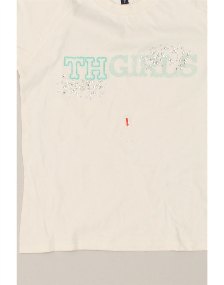 TOMMY HILFIGER Girls Graphic T-Shirt Top 9-10 Years Small White Cotton | Vintage Tommy Hilfiger | Thrift | Second-Hand Tommy Hilfiger | Used Clothing | Messina Hembry 