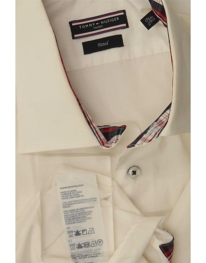 Tommy Hilfiger Mens Tailored Fitted Shirt Size 40 15 3/4 Medium Off White
