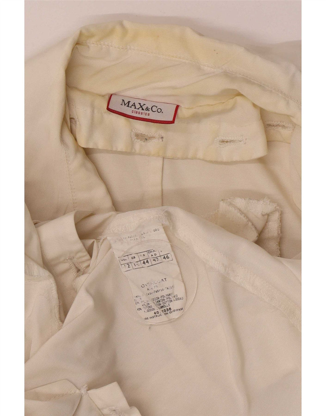 Max & Co. Womens Trench Coat UK 14 Medium Off White Polyamide