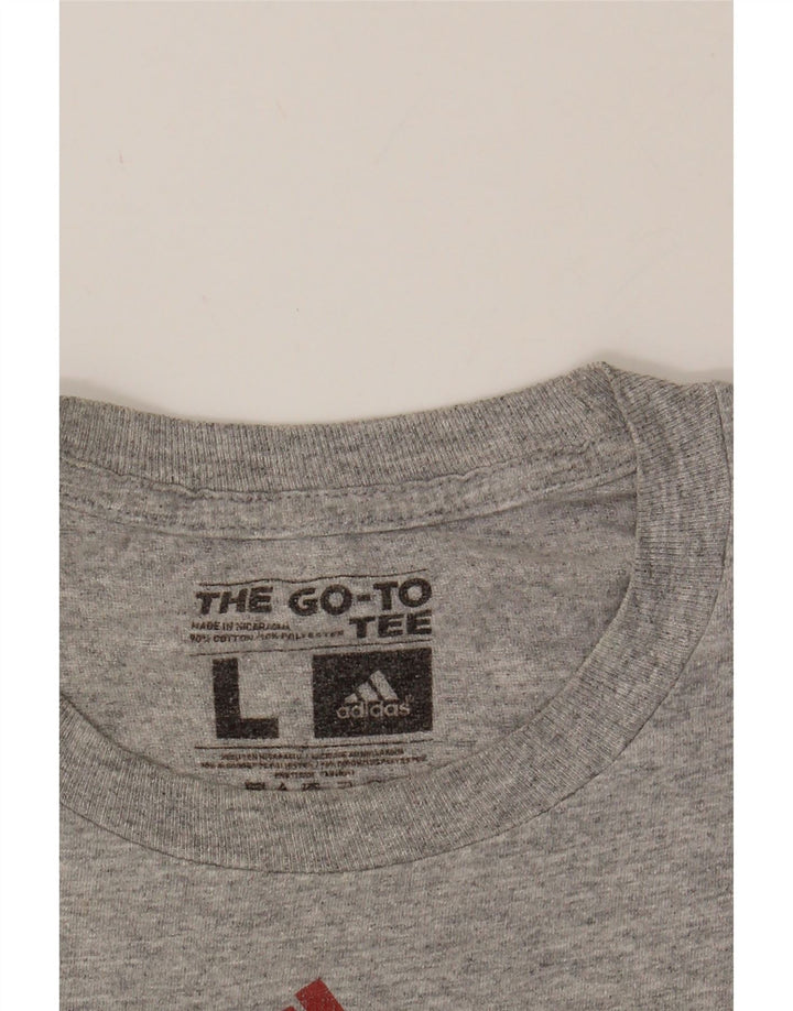ADIDAS Mens Graphic T-Shirt Top Large Grey Vintage Adidas and Second-Hand Adidas from Messina Hembry 