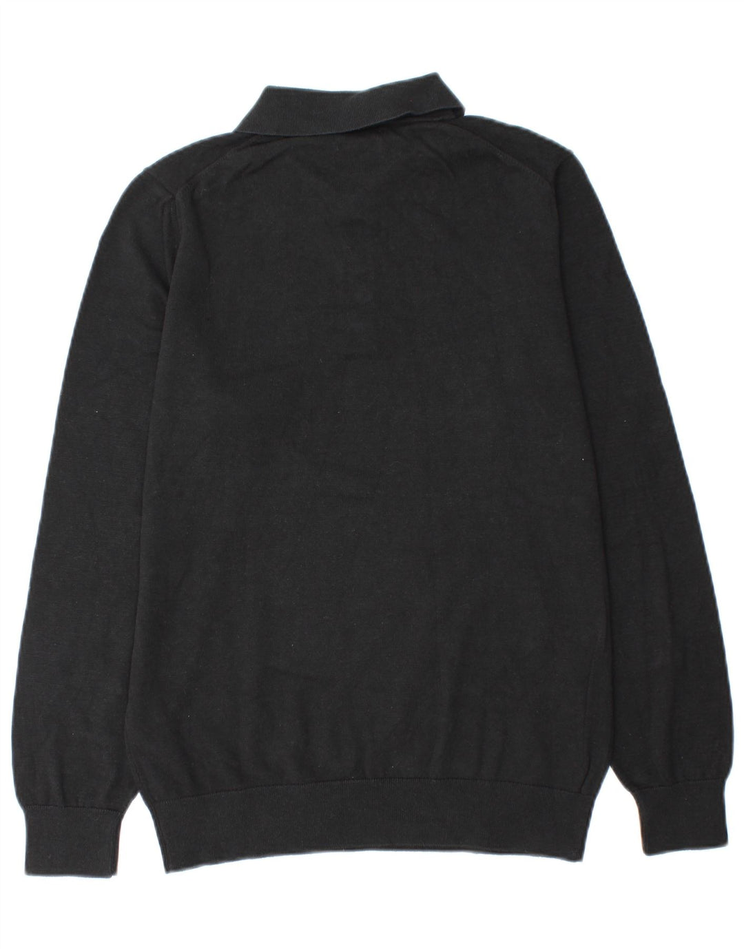 Massimo Dutti Mens Polo Neck Jumper Sweater Medium Black Cotton