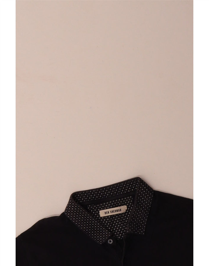 BEN SHERMAN Mens Polo Shirt Large Navy Blue Cotton