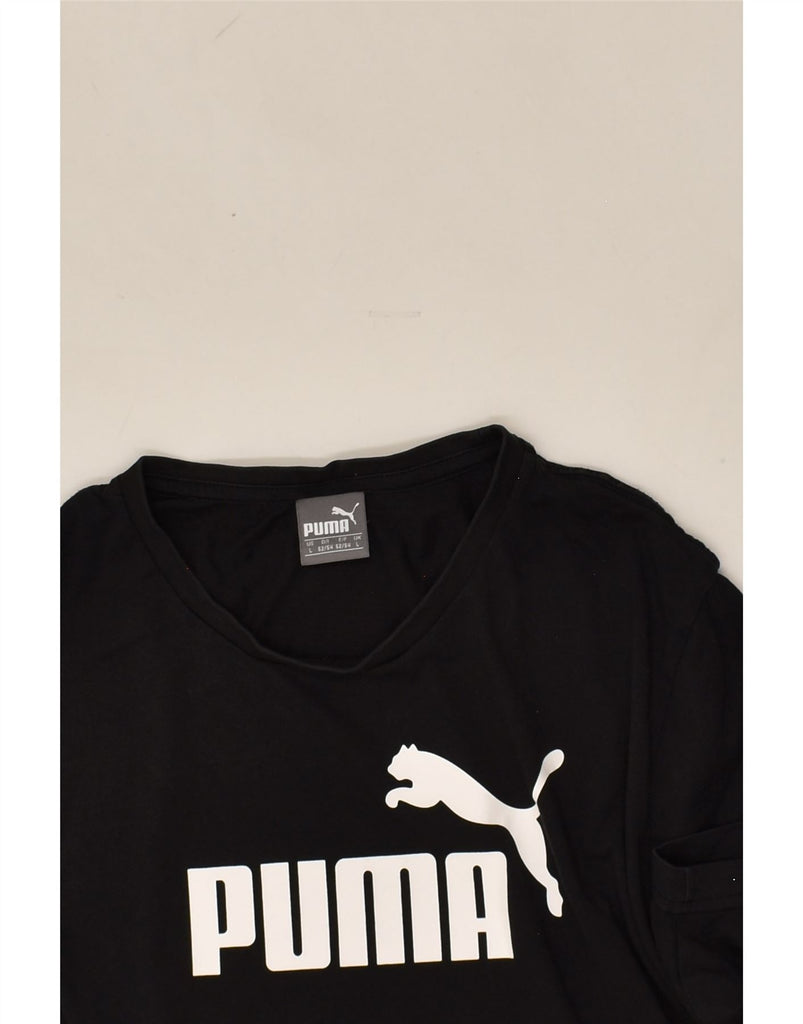 PUMA Mens Graphic T-Shirt Top Large Black Cotton | Vintage Puma | Thrift | Second-Hand Puma | Used Clothing | Messina Hembry 