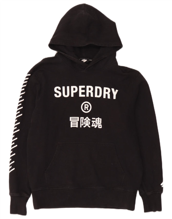 Superdry Mens Graphic Hoodie Jumper Large Black Cotton